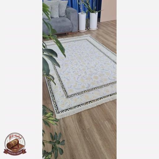 فرشینه خاکستری طلایی مدرن مخمل تُرک استُپ دار u10 ابعاد دلخواه