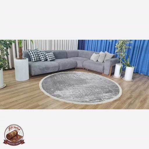 فرشینه طوسی خاکستری طرح پیکسلی مدرن جنس مخمل تُرک استُپ دار ابعاد مختلف - b134
