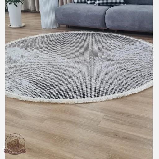 فرشینه طوسی خاکستری طرح پیکسلی مدرن جنس مخمل تُرک استُپ دار ابعاد مختلف - b134