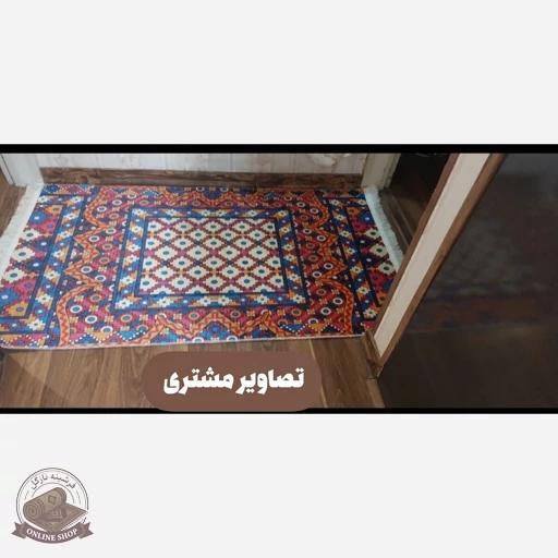 فرش مخمل طرح سنتی استُپ دار (اصلا لیز نمیخوره) O117