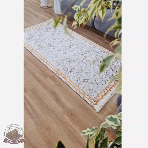 فرشینه کناره و راهرویی جنس مخمل طرح هندسی استُپ دار R106
