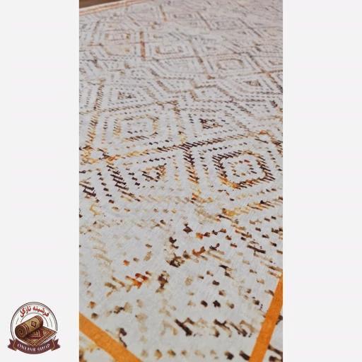 فرشینه کناره و راهرویی جنس مخمل طرح هندسی استُپ دار R106