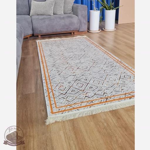 فرشینه کناره و راهرویی جنس مخمل طرح هندسی استُپ دار R106