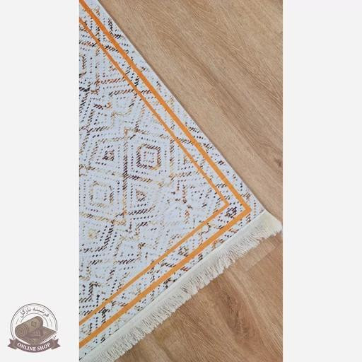 فرشینه کناره و راهرویی جنس مخمل طرح هندسی استُپ دار R106