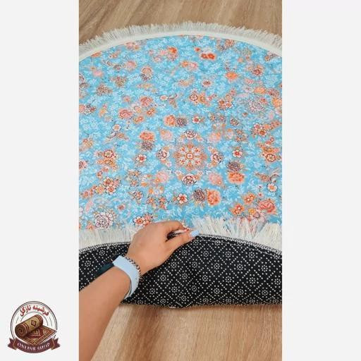 فرشینه مخمل آبی طرح ابریشمی استُپ دار (ابعاد دلخواه) - a095