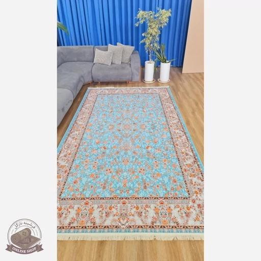 فرشینه مخمل آبی طرح ابریشمی استُپ دار (ابعاد دلخواه) - a095