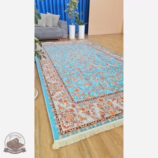 فرشینه مخمل آبی طرح ابریشمی استُپ دار (ابعاد دلخواه) - a095