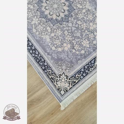 فرشینه طوسی مدرن جنس مخمل هازان تُرک استُپ دار(ابعاد دلخواه)ضد لغزش کد u16