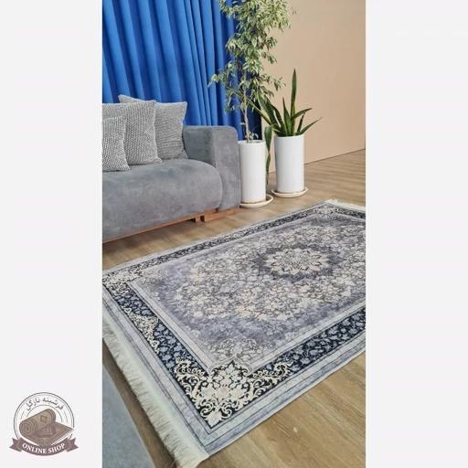 فرشینه طوسی مدرن جنس مخمل هازان تُرک استُپ دار(ابعاد دلخواه)ضد لغزش کد u16