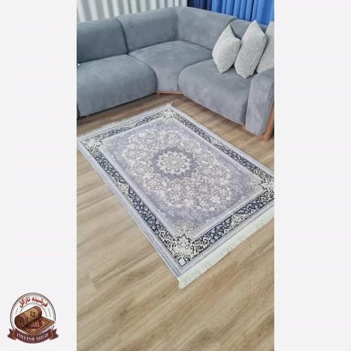 فرشینه طوسی مدرن جنس مخمل هازان تُرک استُپ دار(ابعاد دلخواه)ضد لغزش کد u16