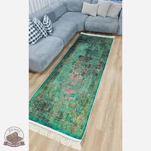 فرشینه مخمل سبز لاکی استُپ دار (ابعاد دلخواه) - u137