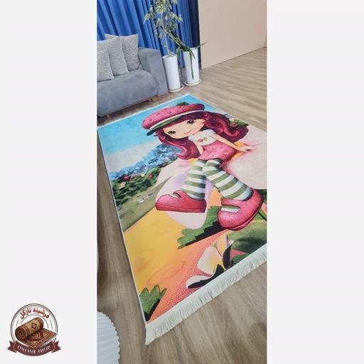 فرش کودک جنس مخمل طرح دخترانه استُپ دار( ضد سُر)