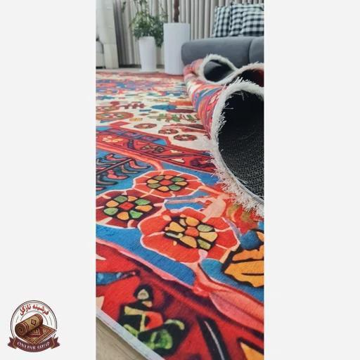 خرید فرش مخمل سنتی قرمز لاکی استُپ دار (ابعاد دلخواه)
