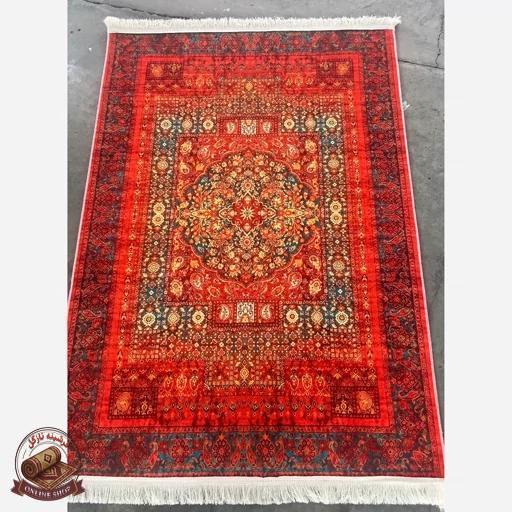 فرشینه مدرن قرمز لاکی روشن رویه مخمل زیره استُپ دار( ابعاد دلخواه) تولید میشه کد u111