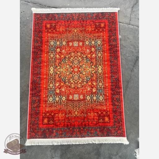 فرشینه مدرن قرمز لاکی روشن رویه مخمل زیره استُپ دار( ابعاد دلخواه) تولید میشه کد u111