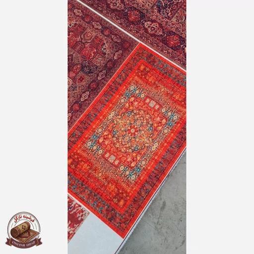 فرشینه مدرن قرمز لاکی روشن رویه مخمل زیره استُپ دار( ابعاد دلخواه) تولید میشه کد u111
