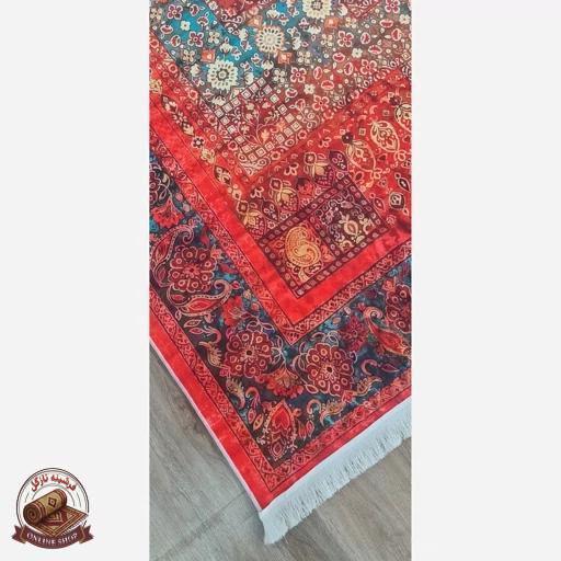 فرشینه مدرن قرمز لاکی روشن رویه مخمل زیره استُپ دار( ابعاد دلخواه) تولید میشه کد u111