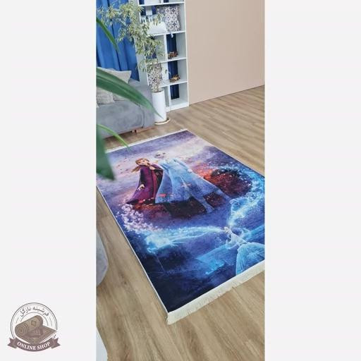 فرشینه کودک جنس مخمل هازان طرح دخترانه استُپ دار( ضد سُر)