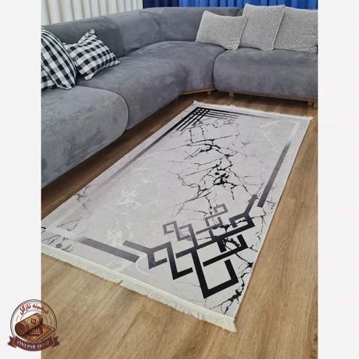 فرشینه طوسی h176 رویه مخمل ترک نرم و صاف مدرن ضدلغزش (ابعاد دلخواه)