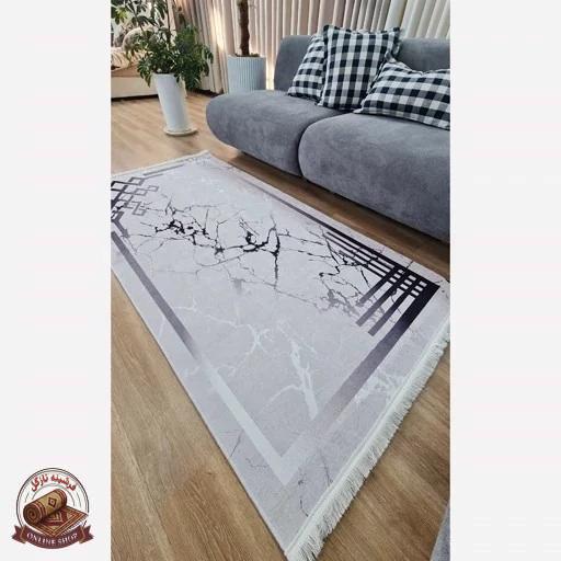 فرشینه طوسی h176 رویه مخمل ترک نرم و صاف مدرن ضدلغزش (ابعاد دلخواه)
