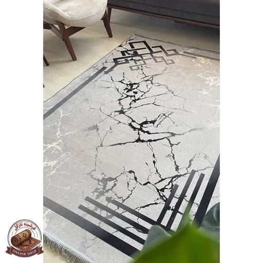 فرشینه طوسی h176 رویه مخمل ترک نرم و صاف مدرن ضدلغزش (ابعاد دلخواه)