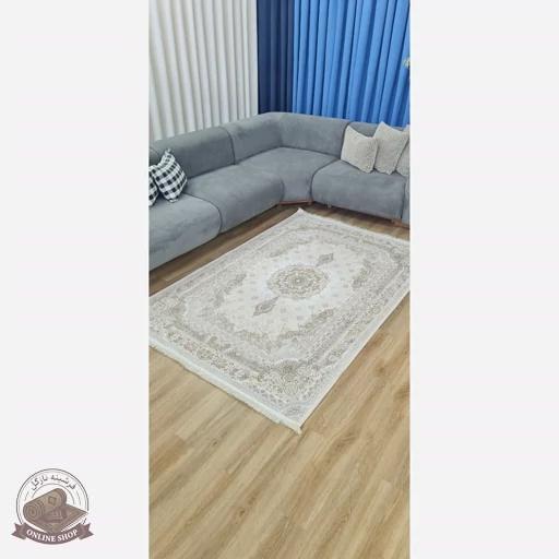 فرشینه نسکافه ای مدرن جنس مخمل تُرک ابعاد دلخواه استُپ دار کد U36