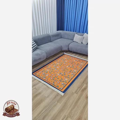 فرشینه نارنجی جنس مخمل تُرک ابعاد دلخواه تولید میشه استُپ دار