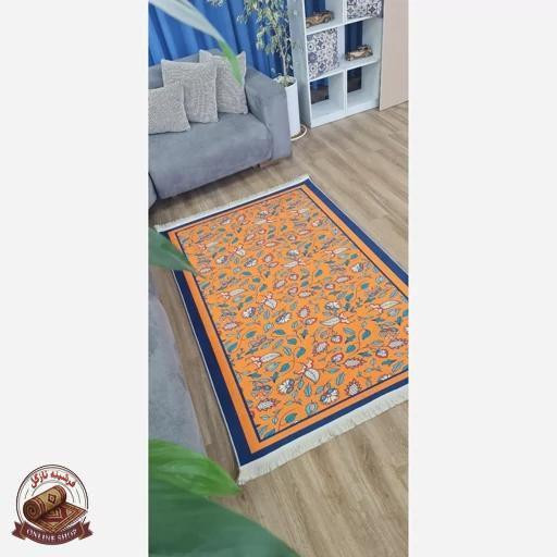 فرشینه نارنجی جنس مخمل تُرک ابعاد دلخواه تولید میشه استُپ دار