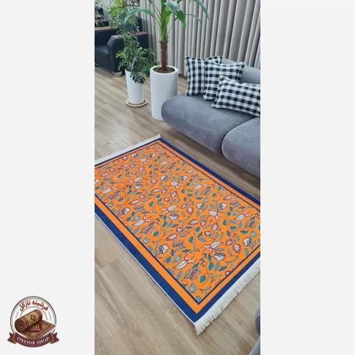 فرشینه نارنجی جنس مخمل تُرک ابعاد دلخواه تولید میشه استُپ دار
