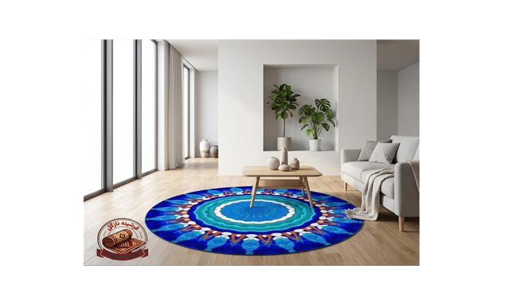 فرشینه مدرن جنس مخمل دایره ای استُپ دار (سفارشی)