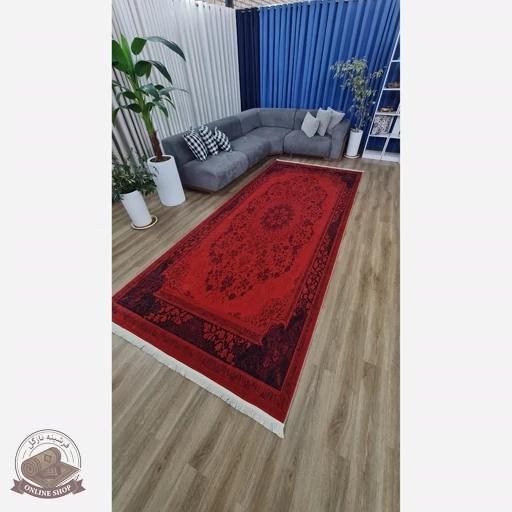 فرشینه مدرن قرمز | جنس مخمل هازان ترک نرررم و صاف | زیره ضدلغزش (ابعاد دلخواه) u100