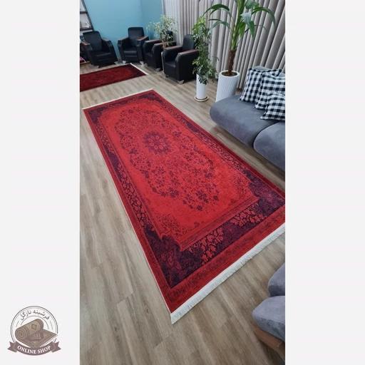 فرشینه مدرن قرمز | جنس مخمل هازان ترک نرررم و صاف | زیره ضدلغزش (ابعاد دلخواه) u100