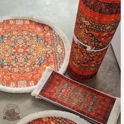 فرشینه مدرن جنس مخمل دایره ای استُپ دار (سفارشی) u111