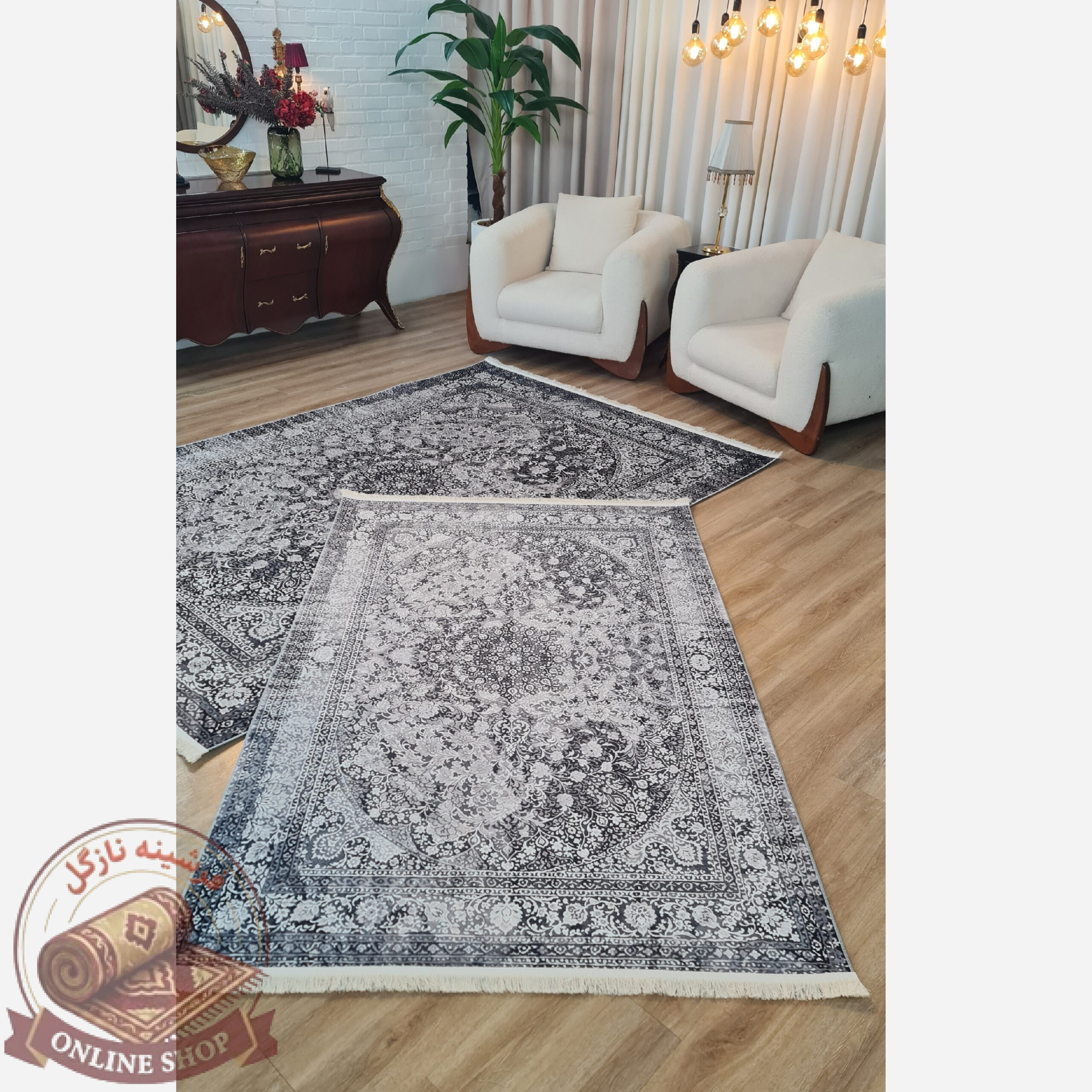 فرشینه مخمل شنل ترک طوسی مشکی U03