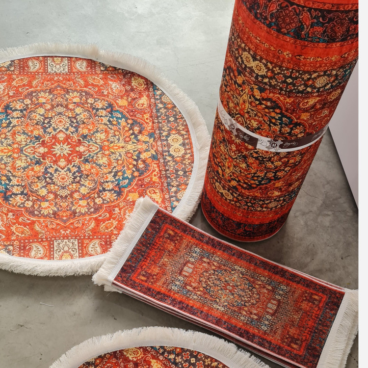 فرشینه مدرن جنس مخمل دایره ای استُپ دار (سفارشی) u111 (پس کرایه)