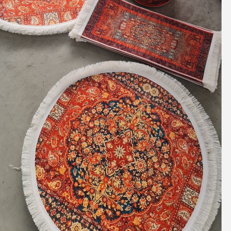 فرشینه مدرن جنس مخمل دایره ای استُپ دار (سفارشی) u111 (پس کرایه)