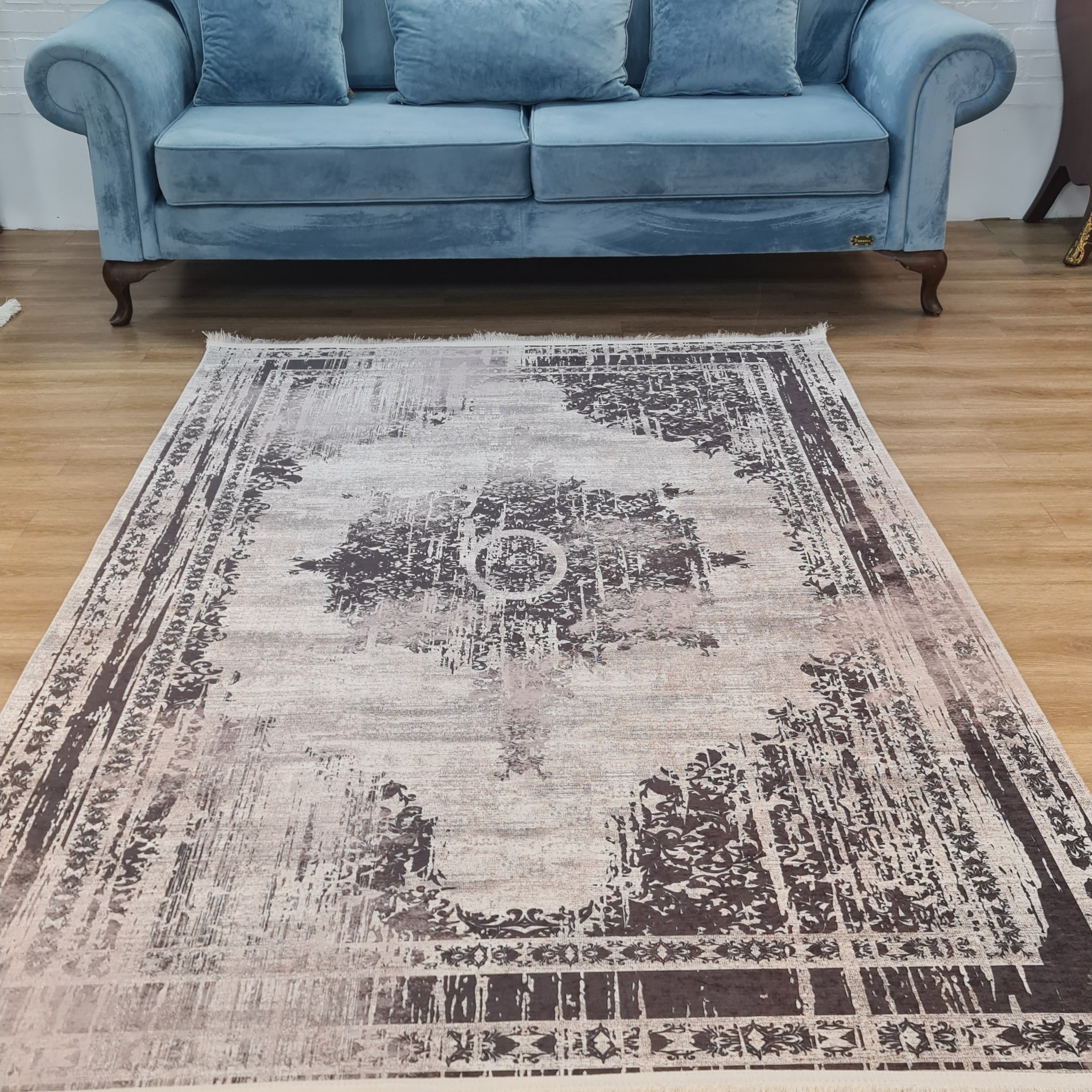 فرشینه مخمل طوسی مدرن ترمز دار (ابعاد دلخواه) h473 (پس کرایه)