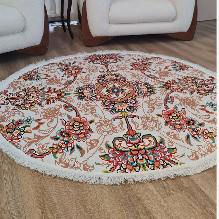 فرشینه مدرن جنس مخمل دایره ای استُپ دارR166 (سفارشی) (پس کرایه)