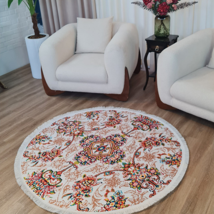 فرشینه مدرن جنس مخمل دایره ای استُپ دارR166 (سفارشی) (پس کرایه)