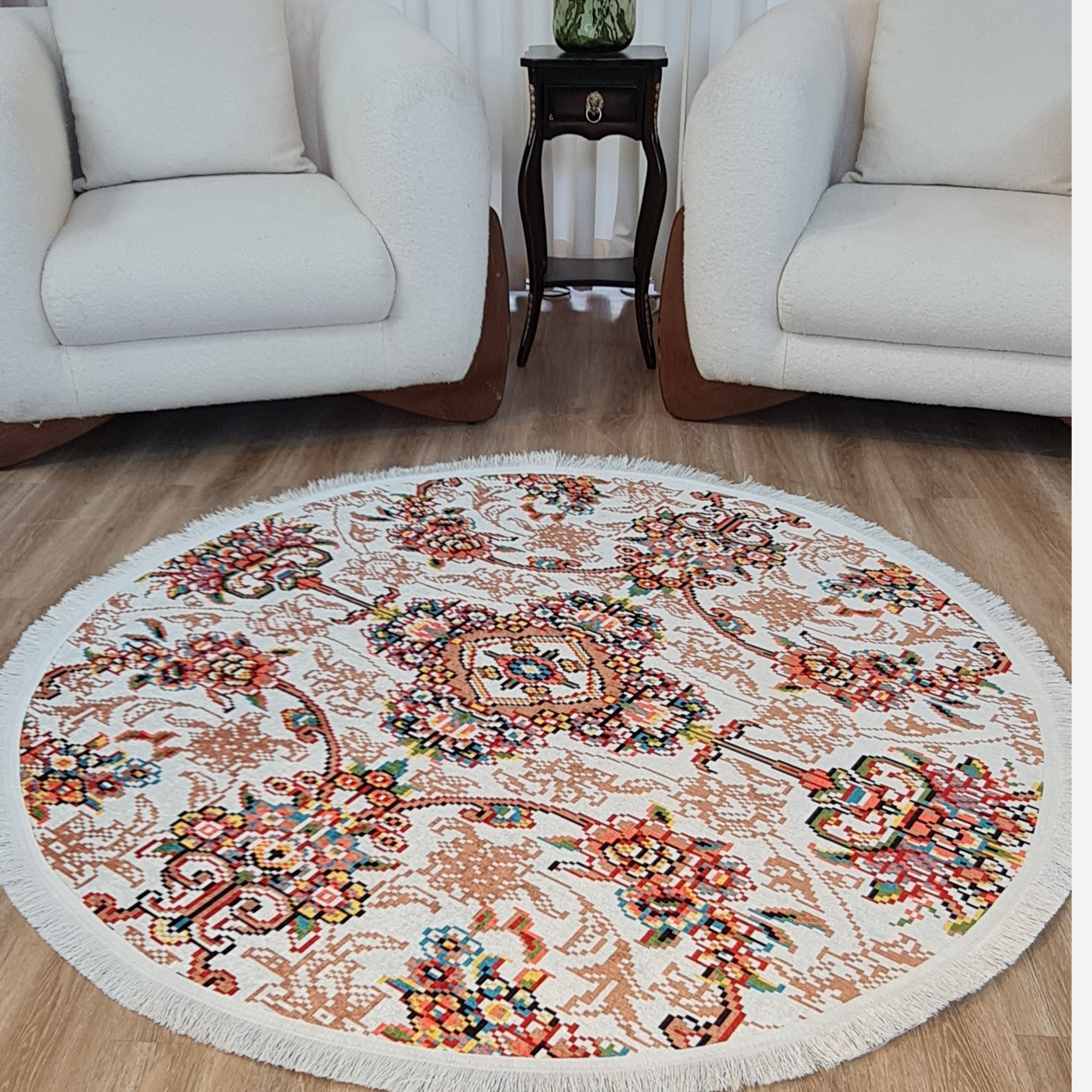 فرشینه مدرن جنس مخمل دایره ای استُپ دارR166 (سفارشی) (پس کرایه)