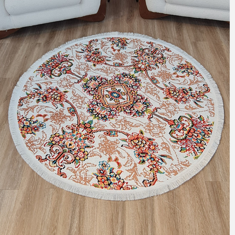 فرشینه مدرن جنس مخمل دایره ای استُپ دارR166 (سفارشی) (پس کرایه)
