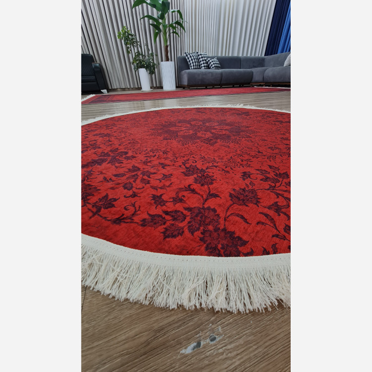فرشینه مخمل مدرن لاکی قرمز - ضد سُر و قابل شستشوU100 (پس کرایه)