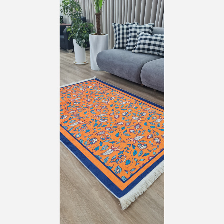 فرشینه نارنجی جنس مخمل تُرک ابعاد دلخواه تولید میشه استُپ دار(پس کرایه)