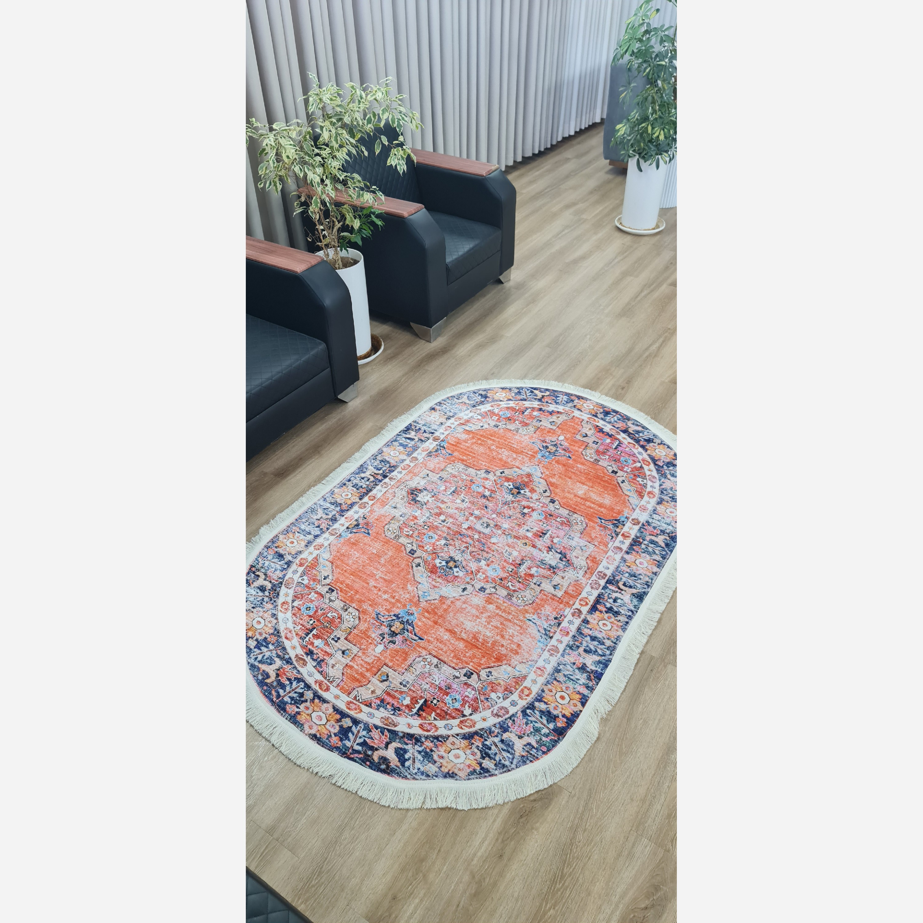 فرشینه بیضی مخمل استُپ دار (ابعاد سفارشی) تولیدمیشه (پس کرایه)
