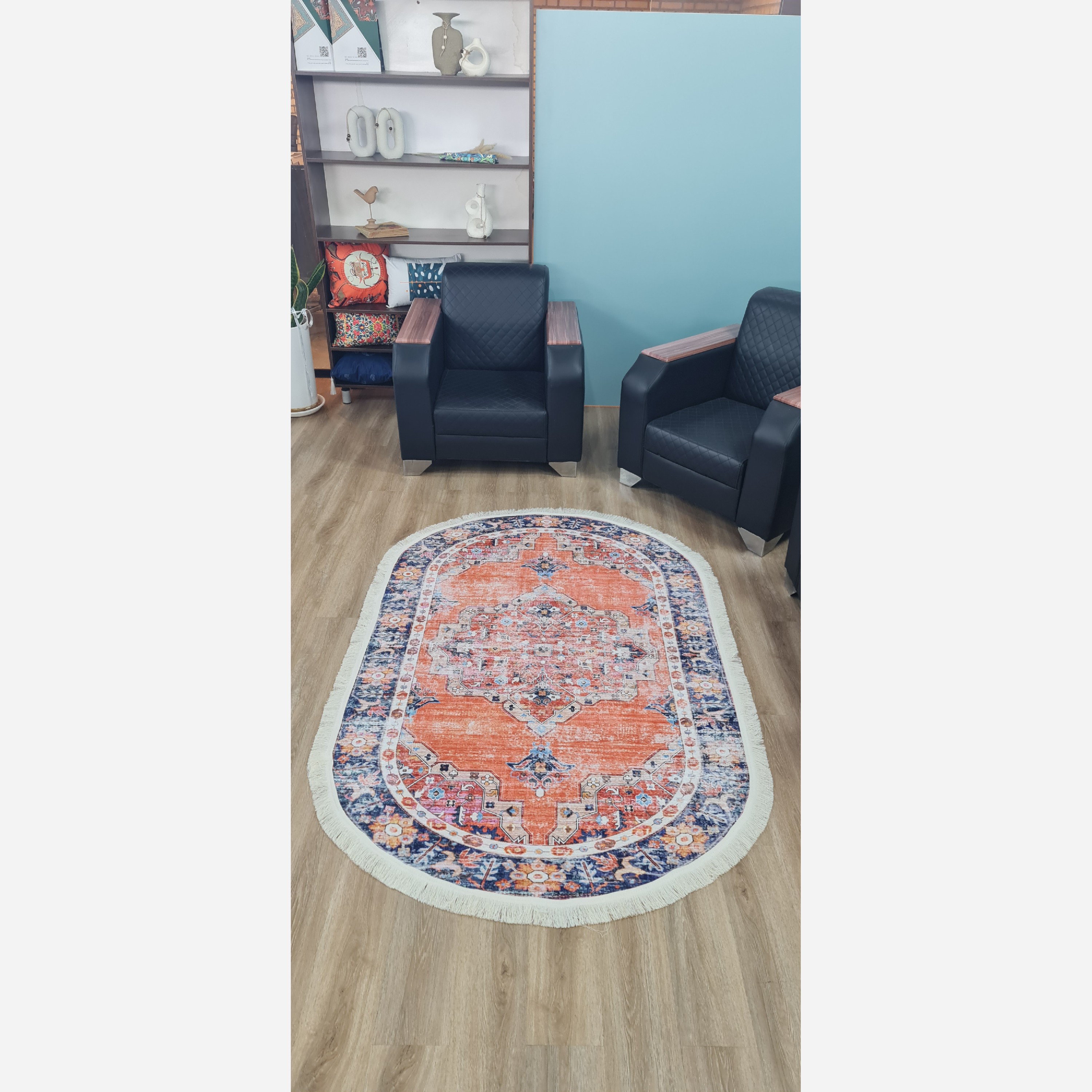 فرشینه بیضی مخمل استُپ دار (ابعاد سفارشی) تولیدمیشه (پس کرایه)