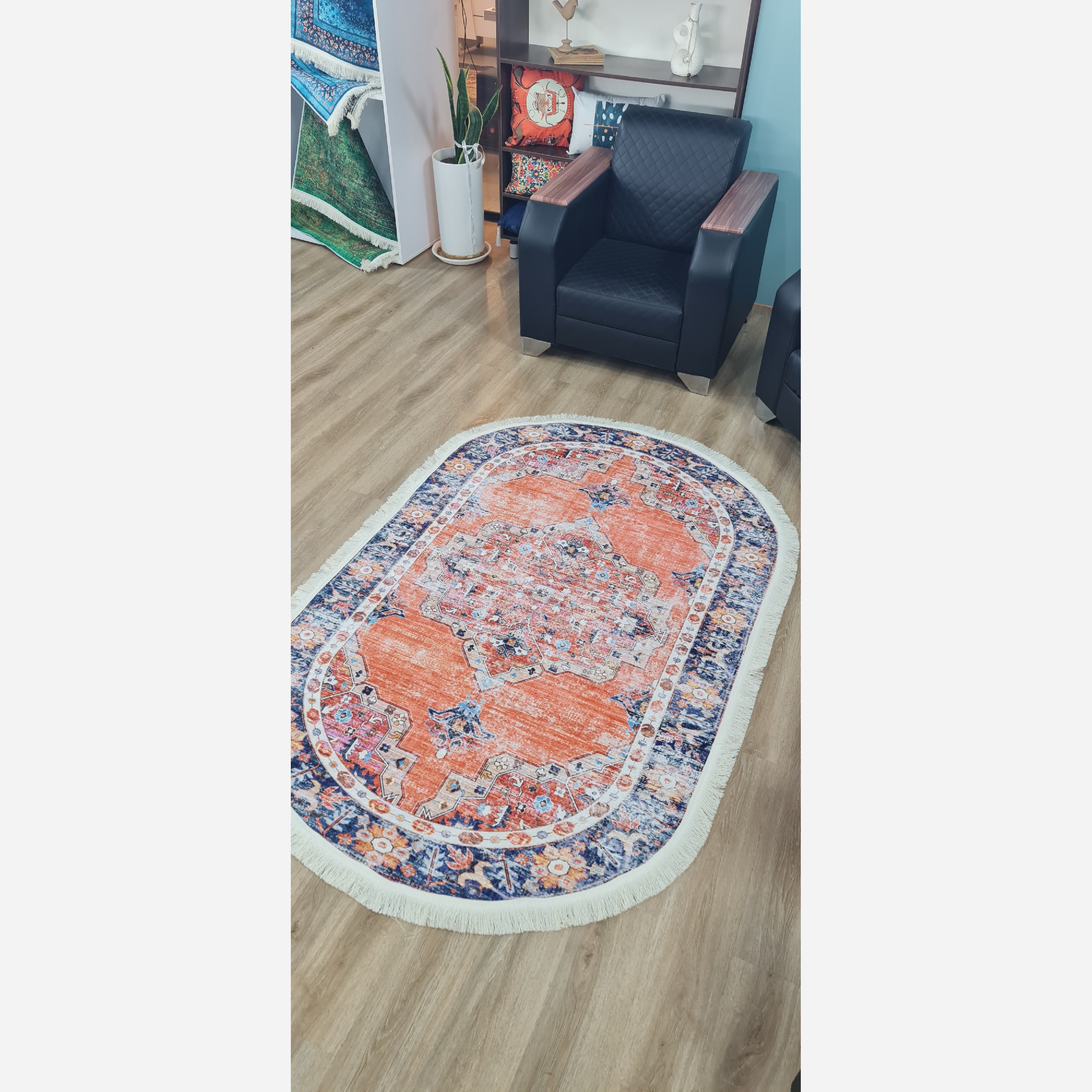 فرشینه بیضی مخمل استُپ دار (ابعاد سفارشی) تولیدمیشه (پس کرایه)