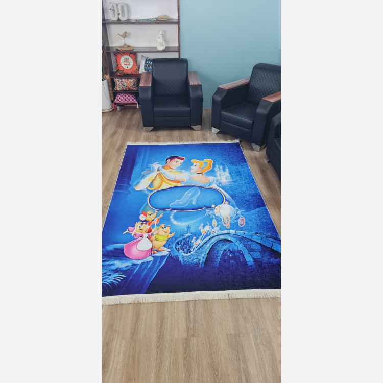 فرشینه طرح سیندرلا جنس مخمل هازان تُرک استُپ دار(ابعاد سفارشی)U435(پس کرایه)