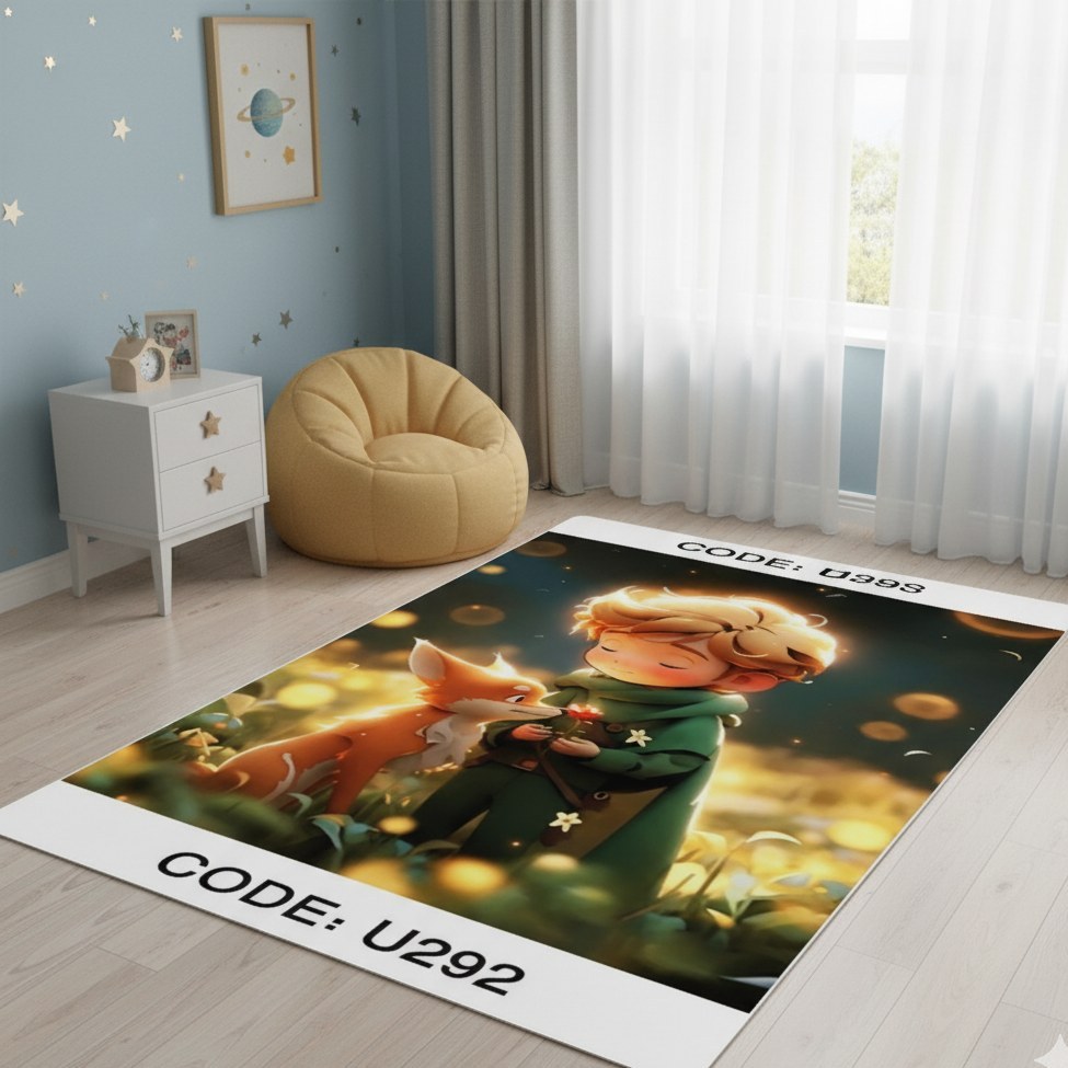 فرشینه کودک جنس مخمل هازان تُرک استُپ دار(ابعاد سفارشی)U292(پس کرایه)