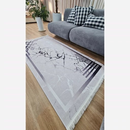 فرشینه طوسی مخمل مدرن استُپ دار (ابعاد سفارشی) (پس کرایه)