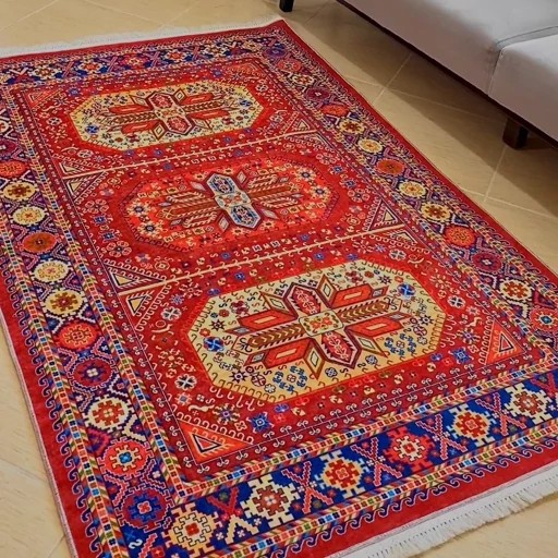 فرش مخمل مدرن طرح سنتی استُپ دار (ابعاد سفارشی) O111 (پس کرایه)